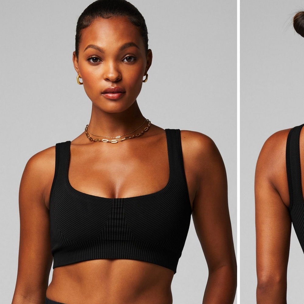 Fabletics Cloud Seamless Strappy Bra set Black and Orange Size Small